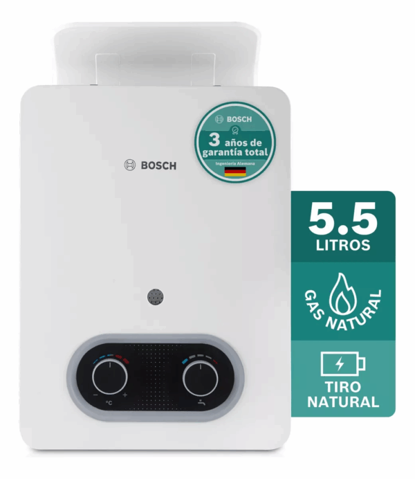 Calentador Bosch  5.5 Litros Maxxi Power Therm 1200, Gas Natural Tiro Natural - Imagen 2